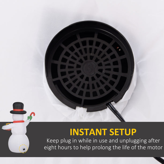 Outsunny 6FT Christmas Inflatable Snowman with Candy Cane and Gift Box, Christmas Blow Up Snowman with Built-in LED Light for Indoor, Outdoor, Party | Aosom UK