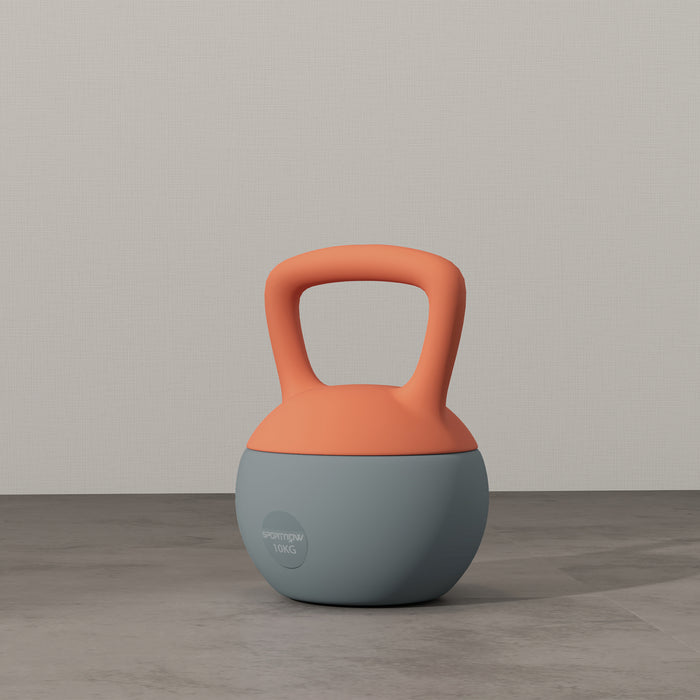 SPORTNOW Soft Kettlebell, 10kg Kettle Bell with Non-Slip Handle for Home Gym Weight Lifting and Strength Training, Orange and Grey