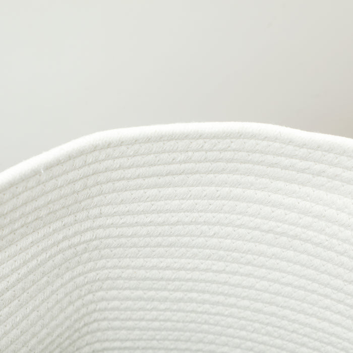 HOMCOM 36L Cotton Rope Laundry Basket, with Handles - Cream White | Aosom UK