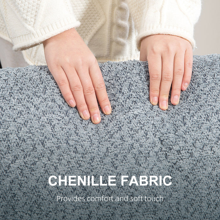 HOMCOM 2 Seater Sofa, 138 cm Loveseat Sofa with Removable Back Cushions, Chenille Fabric Small Couch Settee with S-springs for Living Room, Bedroom, Home Office, Light Grey