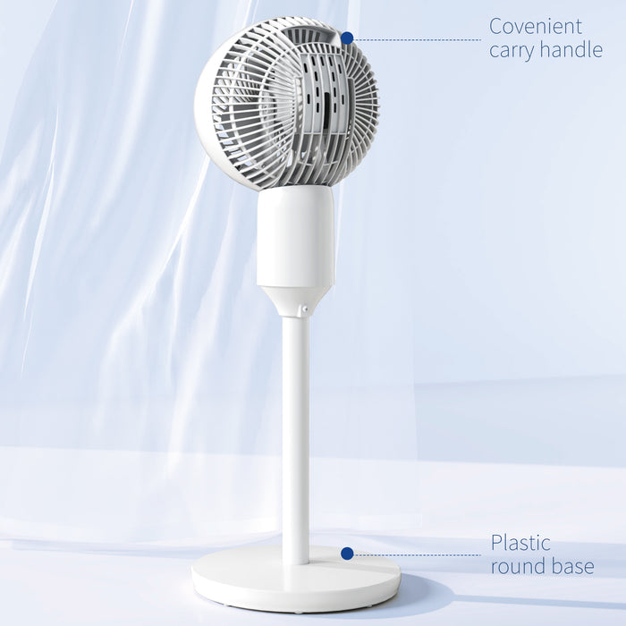 HOMCOM 9'' Air Circulator Fan 3 Speed, 70° Oscillation 90° Vertical Tilt, Carry Handle, Pedestal Fan, Pedestal Fan for Living Room, Bedroom, Office, White