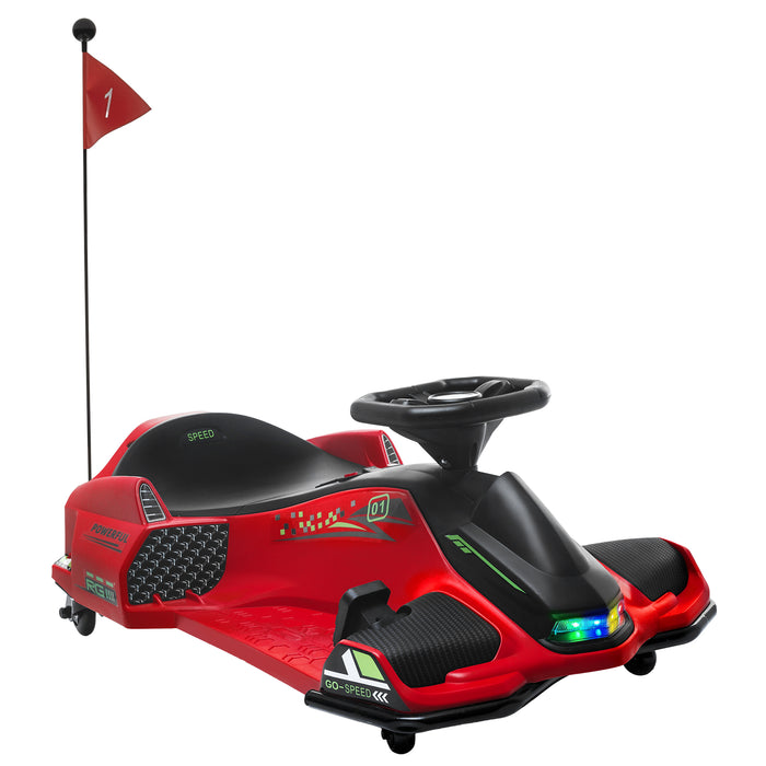 HOMCOM 12V Kids Electric Go Kart with Music, LED Lights, Slow Start, Red | Aosom UK