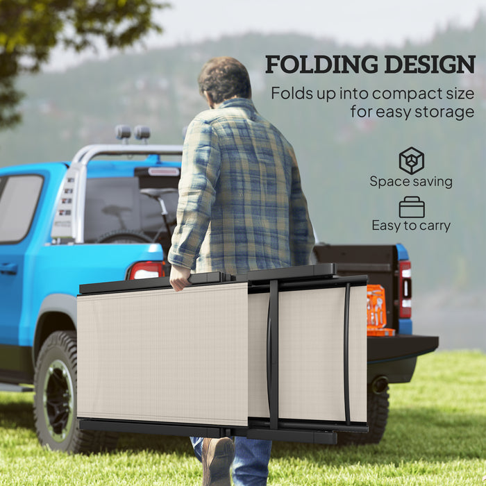 Outsunny Folding Sun Lounger, 5-Position Adjustable Garden Chaise Lounge Sunbed, Steel Frame Reclining Chair for Beach, Porch, Patio, Camping, Khaki