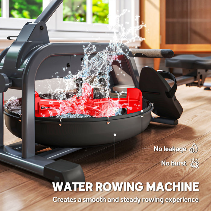 SPORTNOW Water Rowing Machine, Rowing Machines for Home Gym with Adjustable Resistance, Wheels, LCD Monitor and Elevated Tablet Holder, Vertical Storage, for Cardio Training