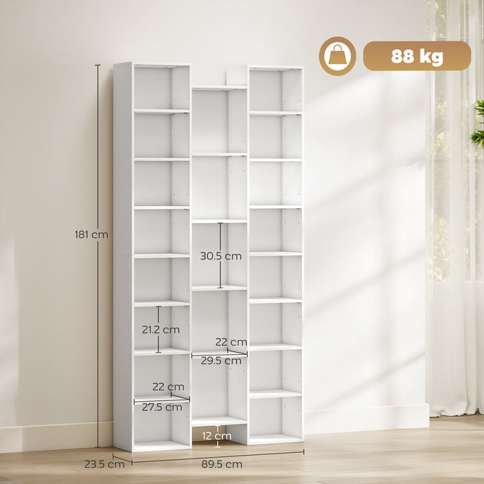 HOMCOM 21-Compartment Bookshelf - White