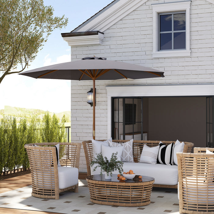 Outsunny 3(m) Wooden Patio Umbrella - Dark Grey