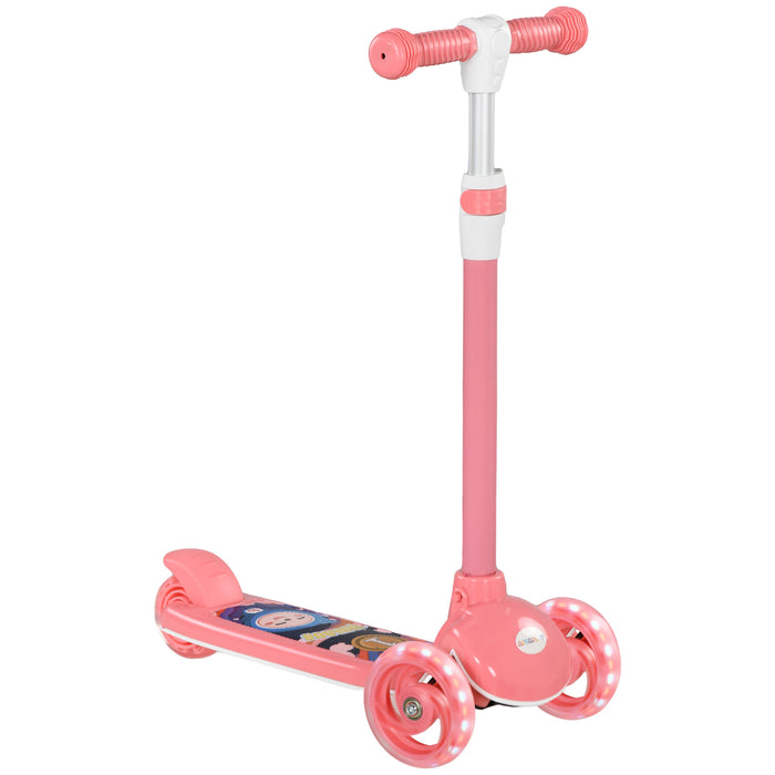 3-Wheel Adjustable Height Kids Scooter for Ages 2-6 - LED Light-Up Wheels, Comfort TPE Handlebar, Vibrant Pink - Ideal First Scooter for Toddlers and Young Children