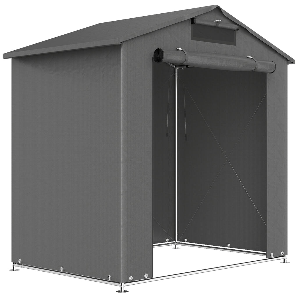 Outsunny 6 x 4 ft Outdoor Garden Storage Shed, Waterproof Bike Tent with Vent and Roll-Up Zipper Door