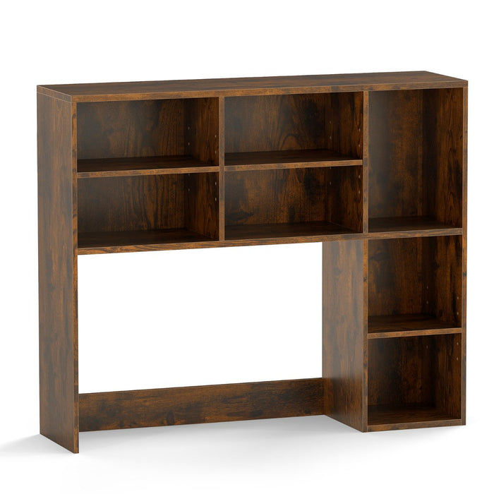Desktop Bookshelf with 3 Adjustable Shelves and Open Compartment-