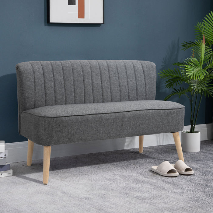 Velvet Double-Seater Sofa with Sturdy Wood Frame - High Back, Foam Padded, Compact & Comfortable Couch - Ideal for Home Office with a Plush Touch in Grey