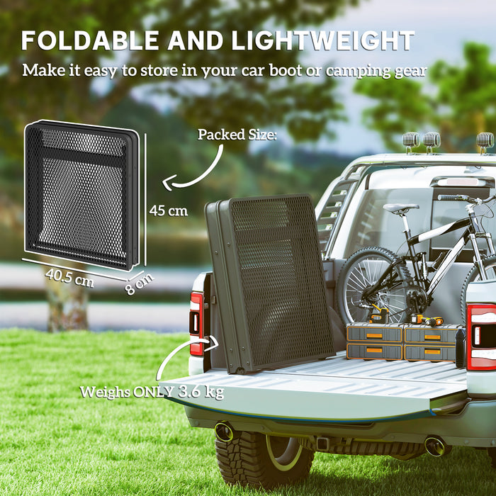 Outsunny 3 ft Folding Camping Table w/ Adjustable Heights, Outdoor Folding Picnic Table with Metal Mesh Desktop & Aluminium Legs, Portable Lightweight BBQ Table for Picnic, Garden, Party, Black