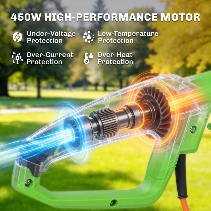 Outsunny 2.6m Corded Extendable Hedge Trimmer with 90° Adjustable Head, 450W Telescopic Electric Hedge Cutter Long Reach