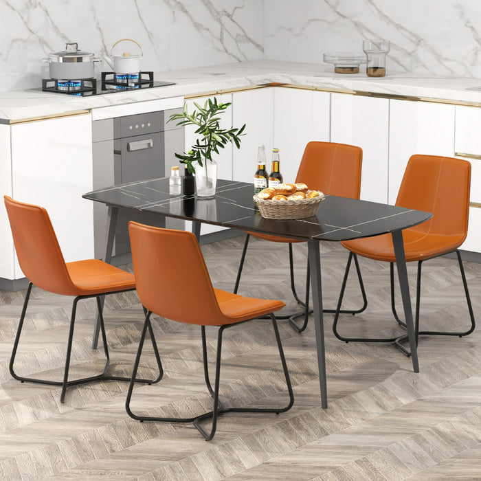 Dining Chair Set of 4 with Metal Legs and Vintage Stitching-