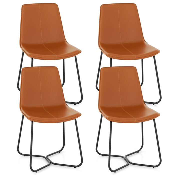 Dining Chair Set of 4 with Metal Legs and Vintage Stitching-