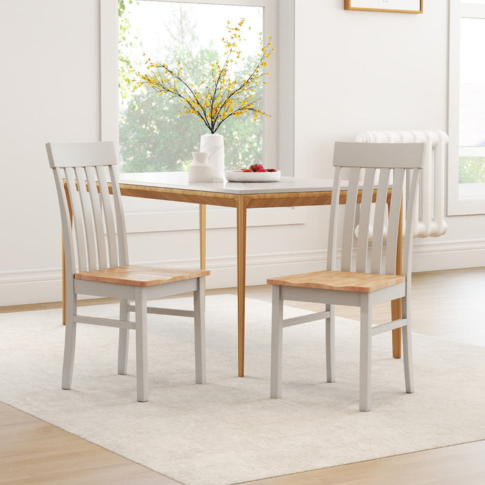 Dining Chairs Set of 2/4 with Hollowed Backrests and Rubber Wood Seats-Natural-Set of 4