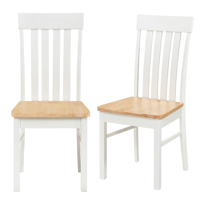 Dining Chairs Set of 2/4 with Hollowed Backrests and Rubber Wood Seats-Natural-Set of 4