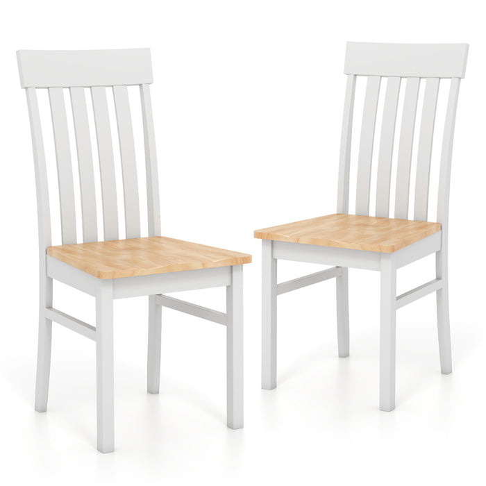 Dining Chairs Set of 2/4 with Hollowed Backrests and Rubber Wood Seats-Natural-Set of 4