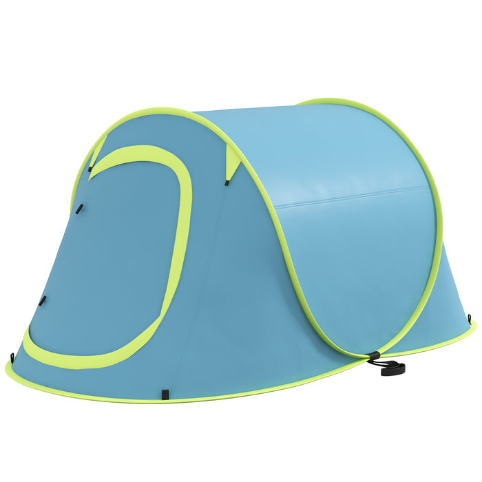 2-Person Instant Pop-Up Camping Tent - 2000mm Waterproof, Portable with Carry Bag, Ideal for Fishing & Hiking - Backpack-Friendly Outdoor Shelter in Blue