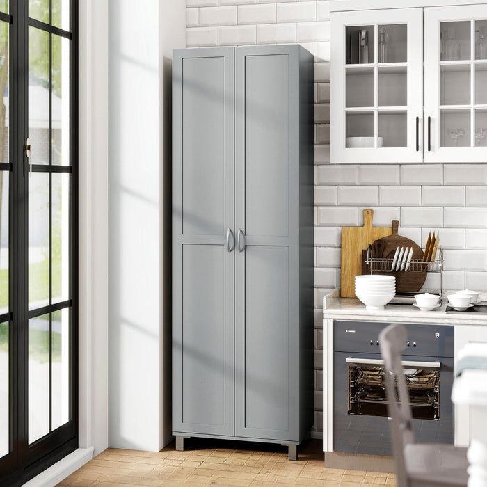 Double Door Tall Storage Cabinet with Adjustable Shelf and Anti-tilt Design-
