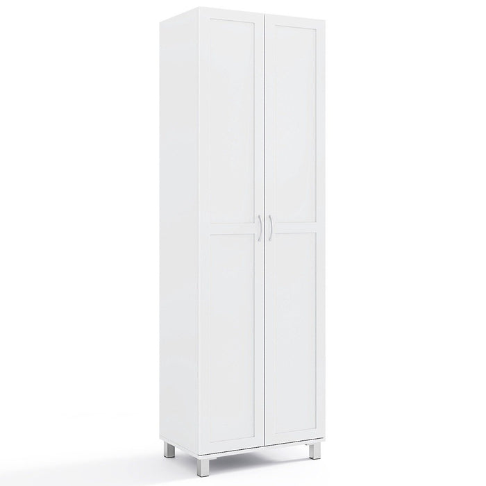 Double Door Tall Storage Cabinet with Adjustable Shelf and Anti-tilt Design-