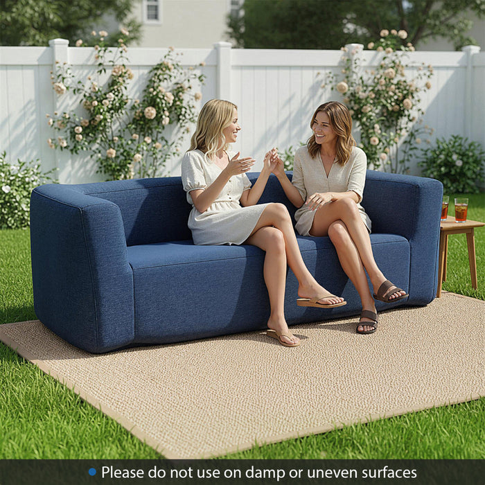 Double Inflatable Couch Portable Blow Up Sofa with Detachable Cover-