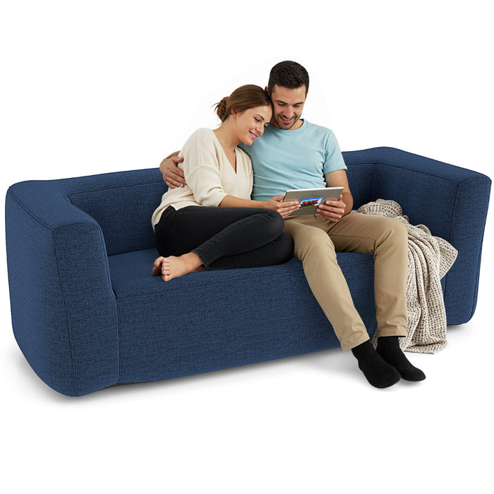 Double Inflatable Couch Portable Blow Up Sofa with Detachable Cover-