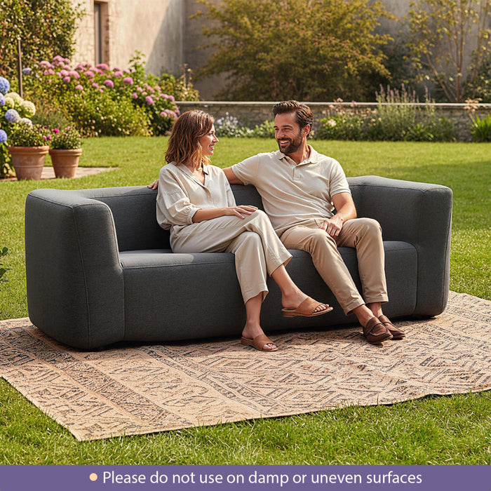 Double Inflatable Couch Portable Blow Up Sofa with Detachable Cover-