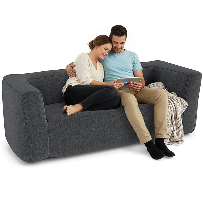Double Inflatable Couch Portable Blow Up Sofa with Detachable Cover-