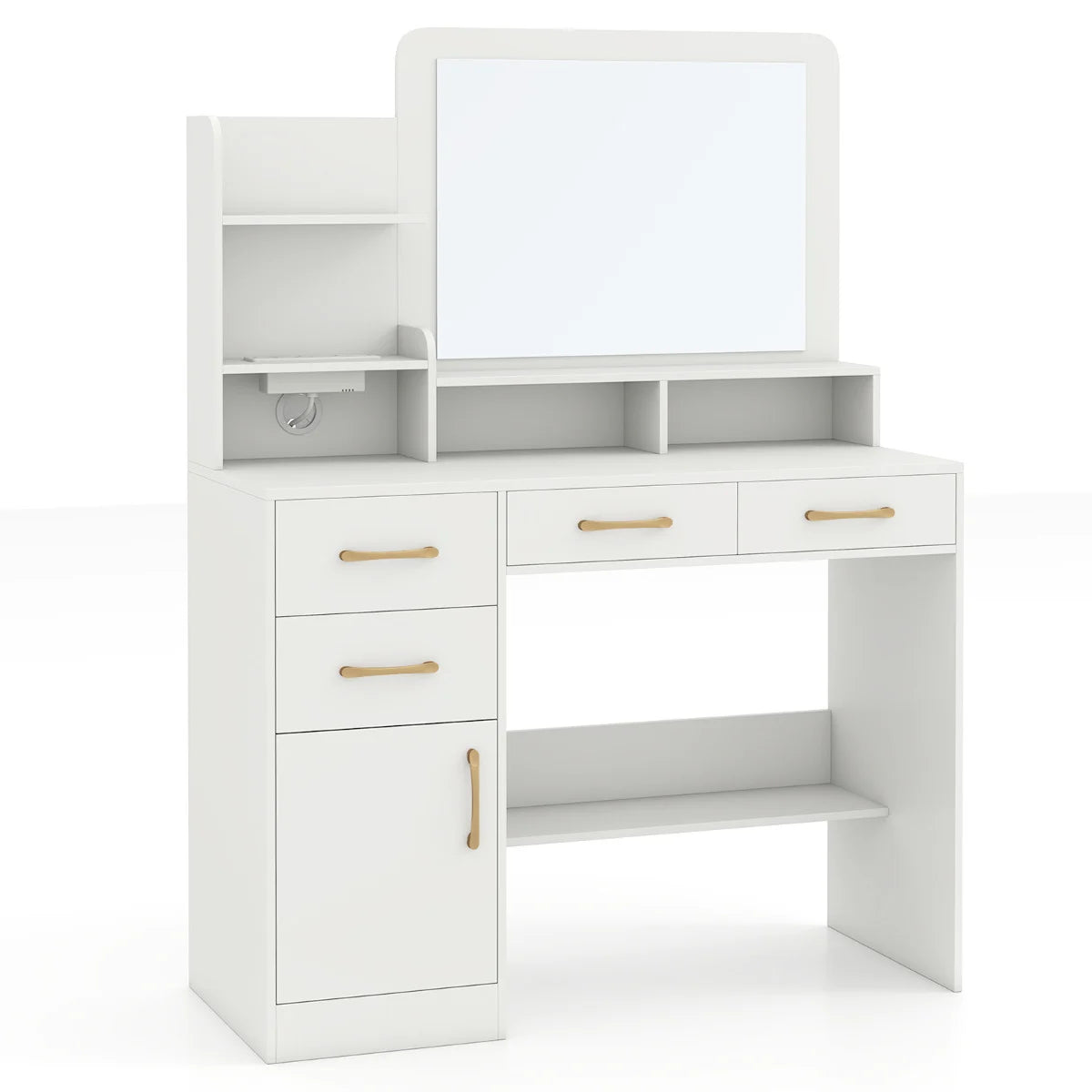 Vanity Desk with Mirror Dressing Table with Charging Station-