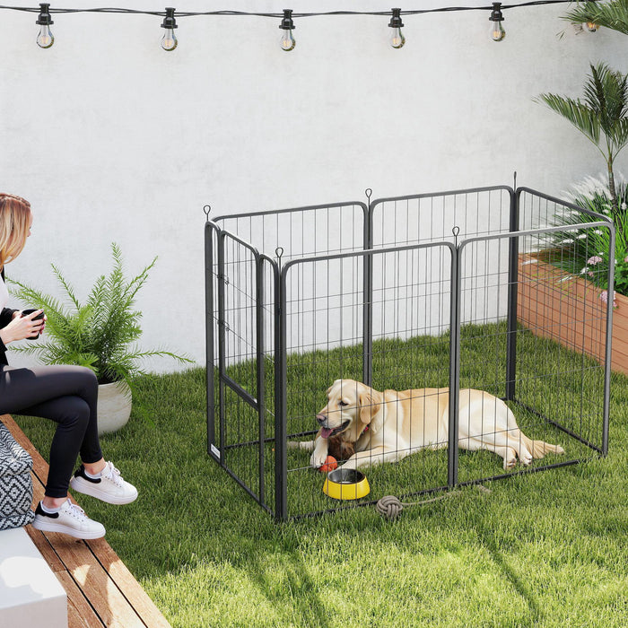 PawHut 6 Panels Heavy Duty Dog Playpen with Secure Door, for Indoor Outdoor, for Garden, Camping, 100cm High