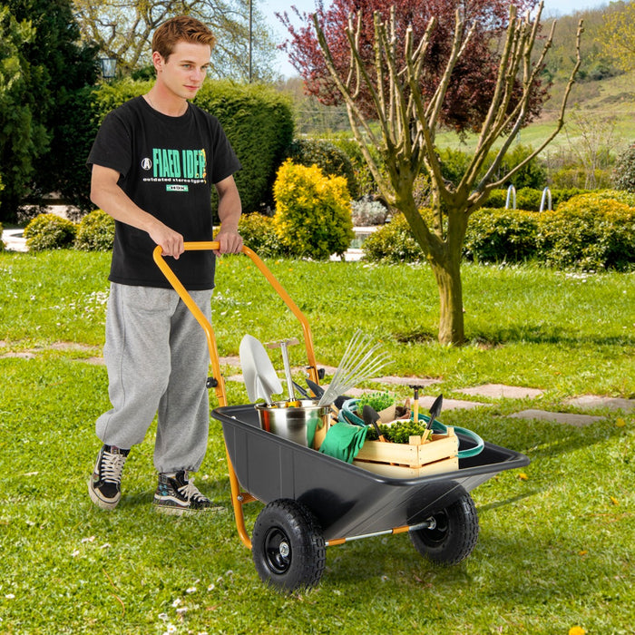 Heavy-Duty Garden Utility Cart with Pneumatic Tires-