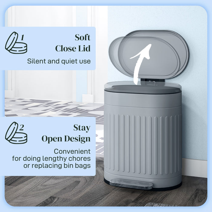 20 Litre Pedal Bin - Fingerprint-Proof Metal Kitchen Trash Can with Soft-Close Lid and Removable Inner Bucket - Ideal for Home or Office Waste Management