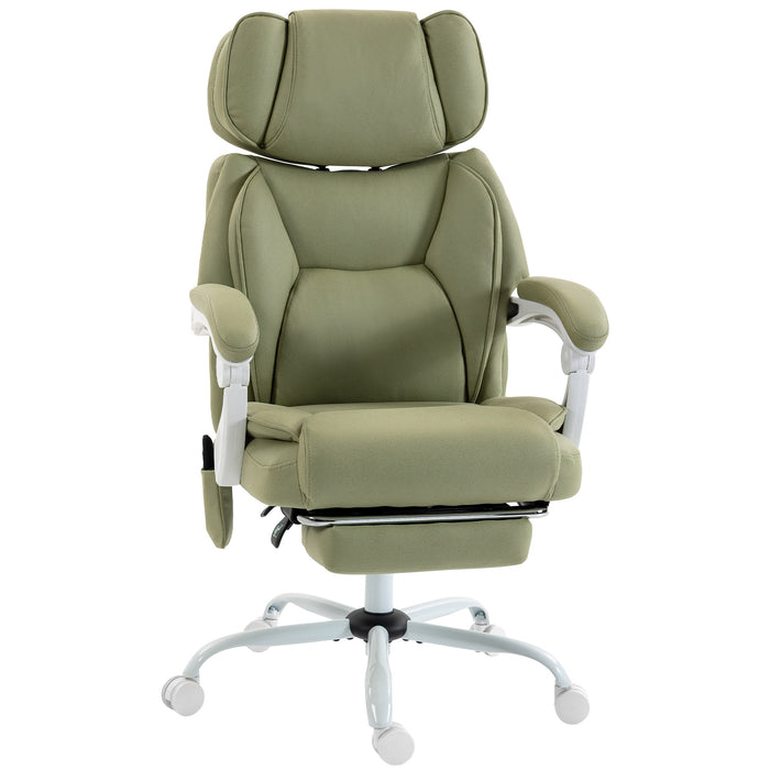 HOMCOM High Back Vibration Massage Office Chair Heated Reclining Computer Chair w/ Adjustable Height, Swivel Wheels, Lime Green
