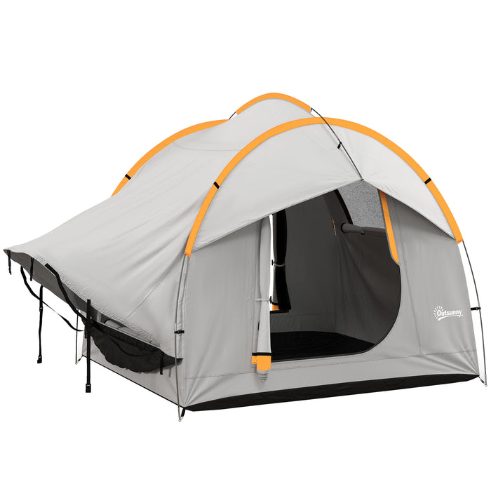 Outsunny SUV Car Tent for Camping, Waterproof PU2000mm, 5 Man Tailgate Tent, 2.4 x 2.1 m, Grey and Orange