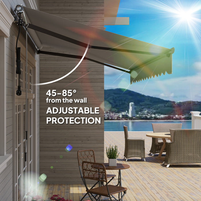 Outsunny 3.5 x 3(m) Electric Awning with Remote Controller, Aluminium Frame DIY Retractable Awning, UV30+ Sun Shade Canopy for Garden Patio Deck Door Window, Light Grey