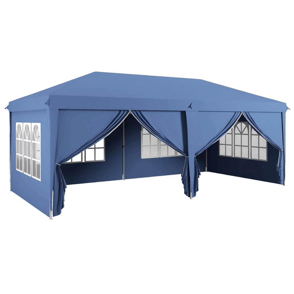 Outsunny 3x6m Pop-Up Gazebo, with Curtain Walls and Windows, Blue