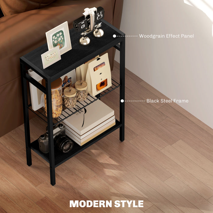 HOMCOM Three Shelf Industrial Side Table, Black | Aosom UK