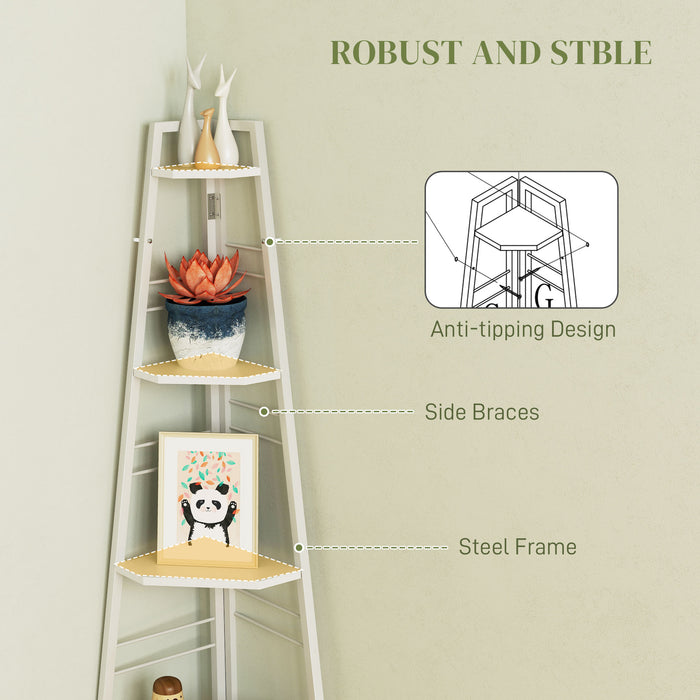 HOMCOM 5-Tier Corner Shelf - White