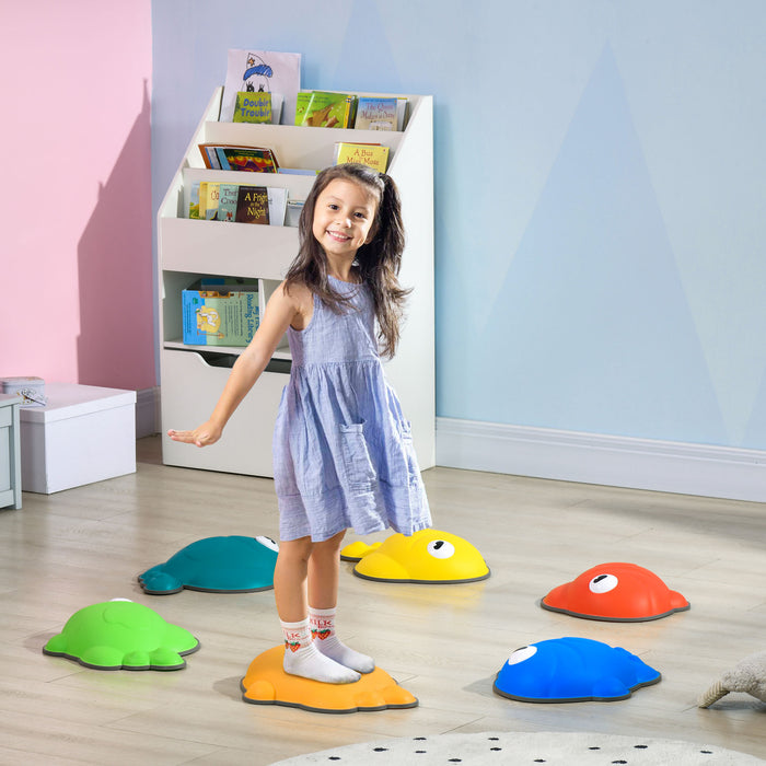Aosom - 6-Piece Sensory Balance Stepping Stones Set with Non-Slip Edging - Stackable, Indoor & Outdoor Obstacle Course for Kids Coordination Development