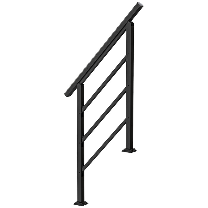 Outsunny Outdoor Handrail for Stairs, 0°-45° Adjustable Wrought Iron Exterior Handrail, Fit 1 to 3 Steps Stair Railing