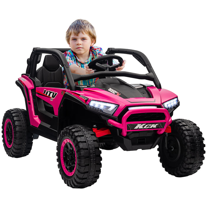 AIYAPLAY 2 Seater 24V 7AH Ride on Truck, Battery Powered Electric Ride On Car w/ Remote, Suspension, 3 Speeds - Pink