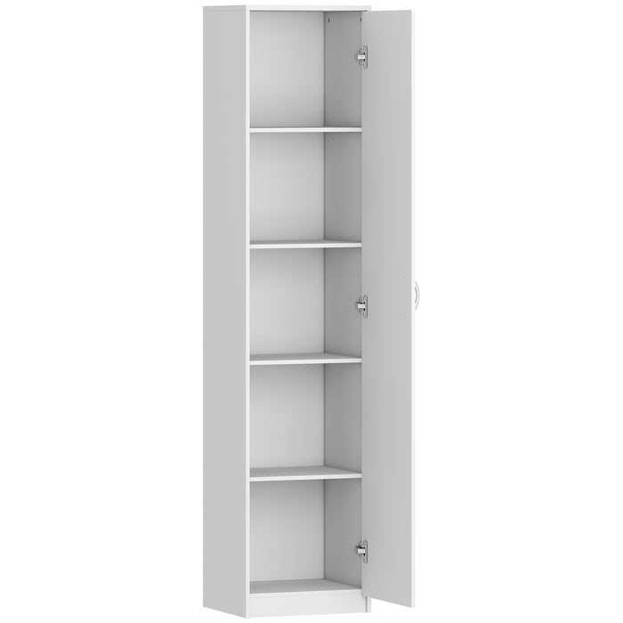 HOMCOM 180cm Tall Kitchen Cupboard, Freestanding 5-Tier Pantry Storage Cabinet with Adjustable Shelf, White