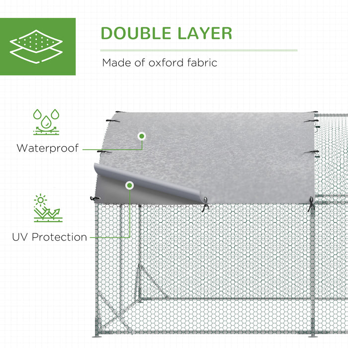 PawHut Walk In Chicken Run Galvanised Chicken Coop Hen Poultry House Cage Pet Playpen Garden with Water-Resist Covers