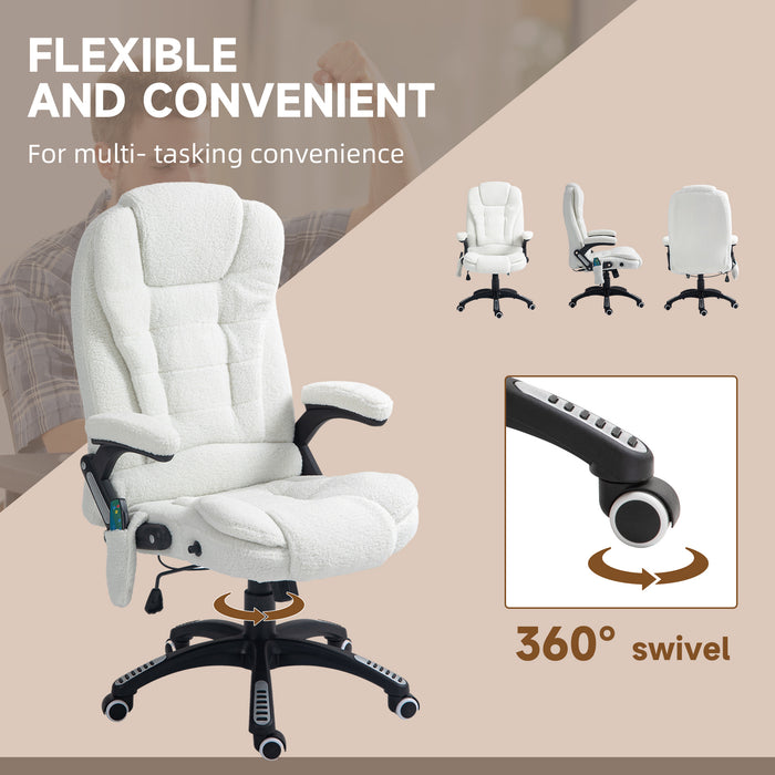 Vinsetto Boucle Six-Point Massage Office Chair - White | Aosom UK