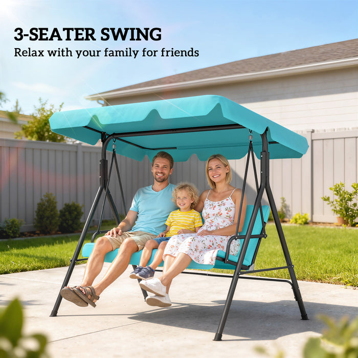 Outsunny Three-Seater Garden Swing Chair, with Adjustable Canopy - Blue