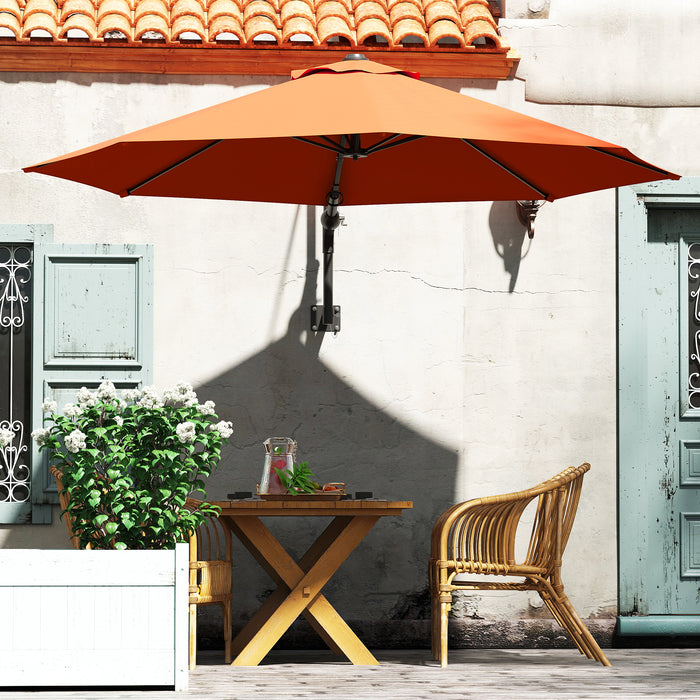 Outsunny 3(m) Wall-Mounted Parasol Shade, with Handle - Orange