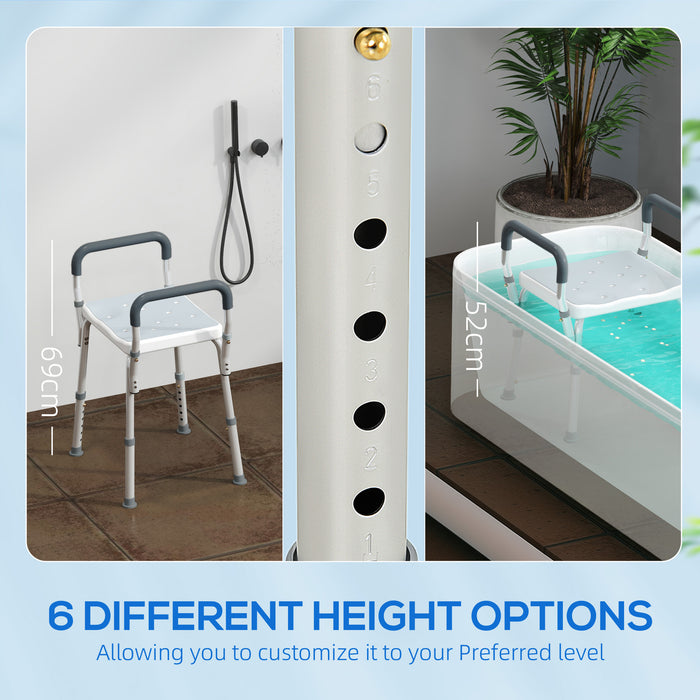 HOMCOM 57-69cm Aluminium Frame Bath Seat - Light Blue