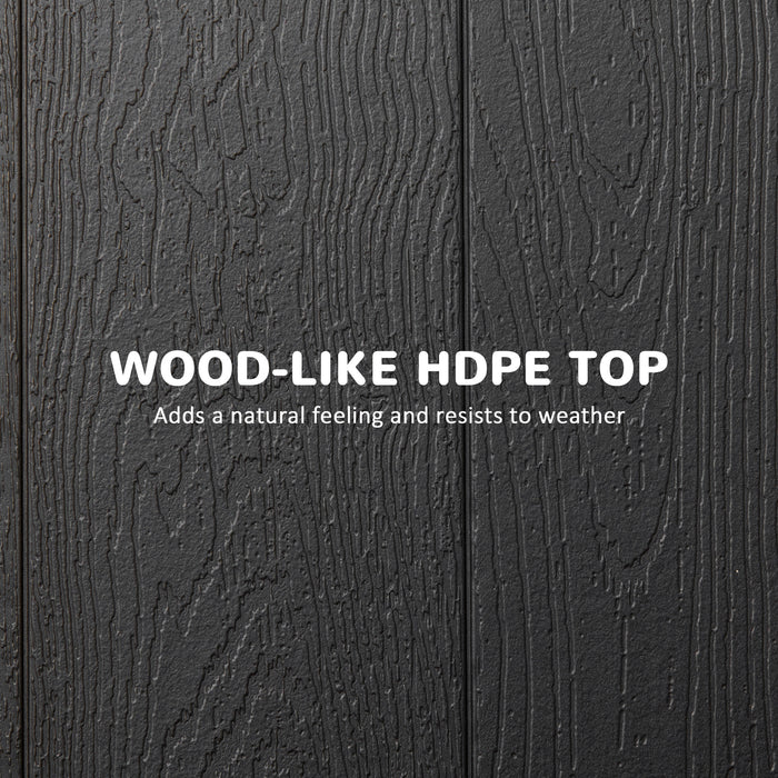 Outsunny Folding Garden Dining Table for 6, Rectangular Outdoor Dining Table with HDPE Tabletop, Foldable Garden Table with Steel Frame for Balcony, Porch, Charcoal Grey