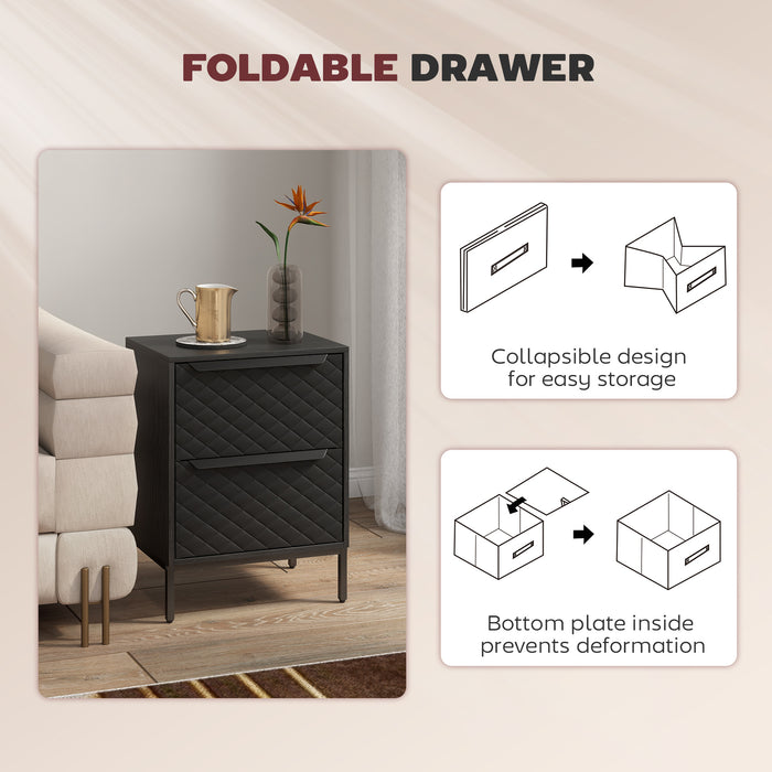 HOMCOM Chest of Drawers, Dresser with 2 Fabric Drawers and Aluminium Handles - Black