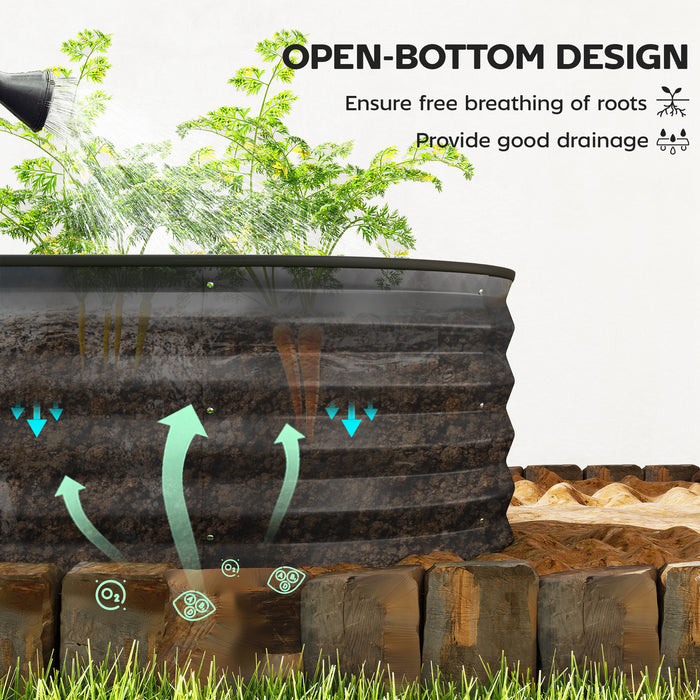 Outsunny Set of Two 150 x 60cm Steel Planters - Dark Grey